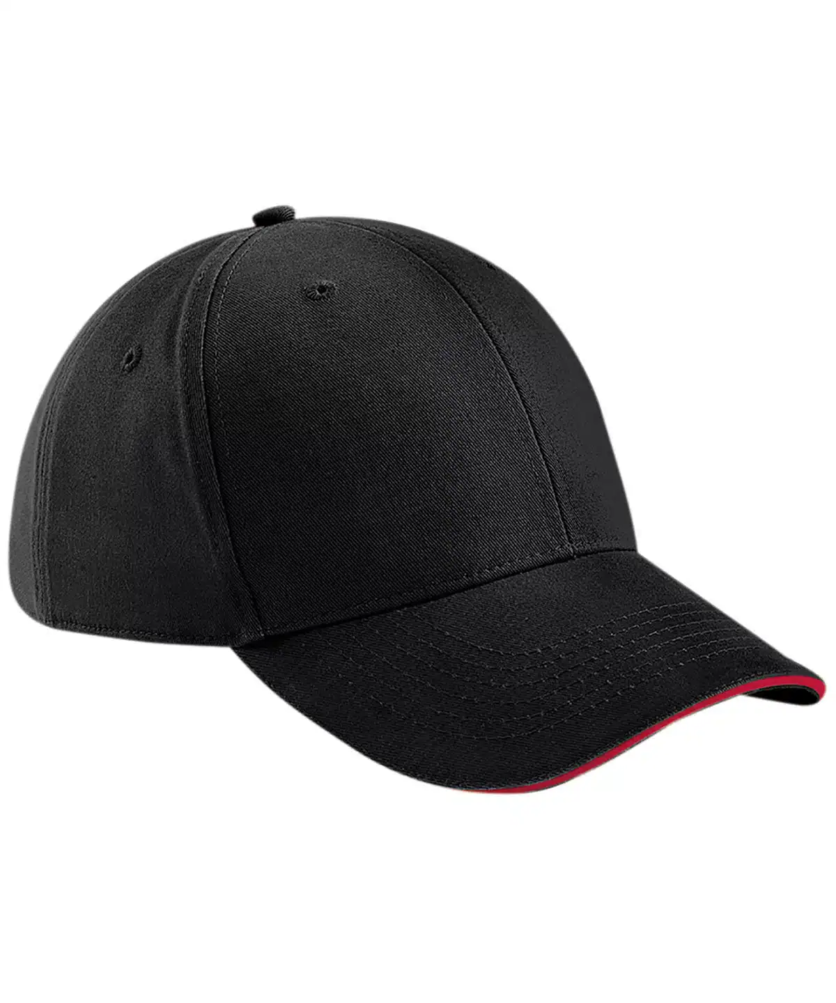 Black 6Panel cap with embroidery and printing, ideal for sportswear and casual branding. Customisabl.