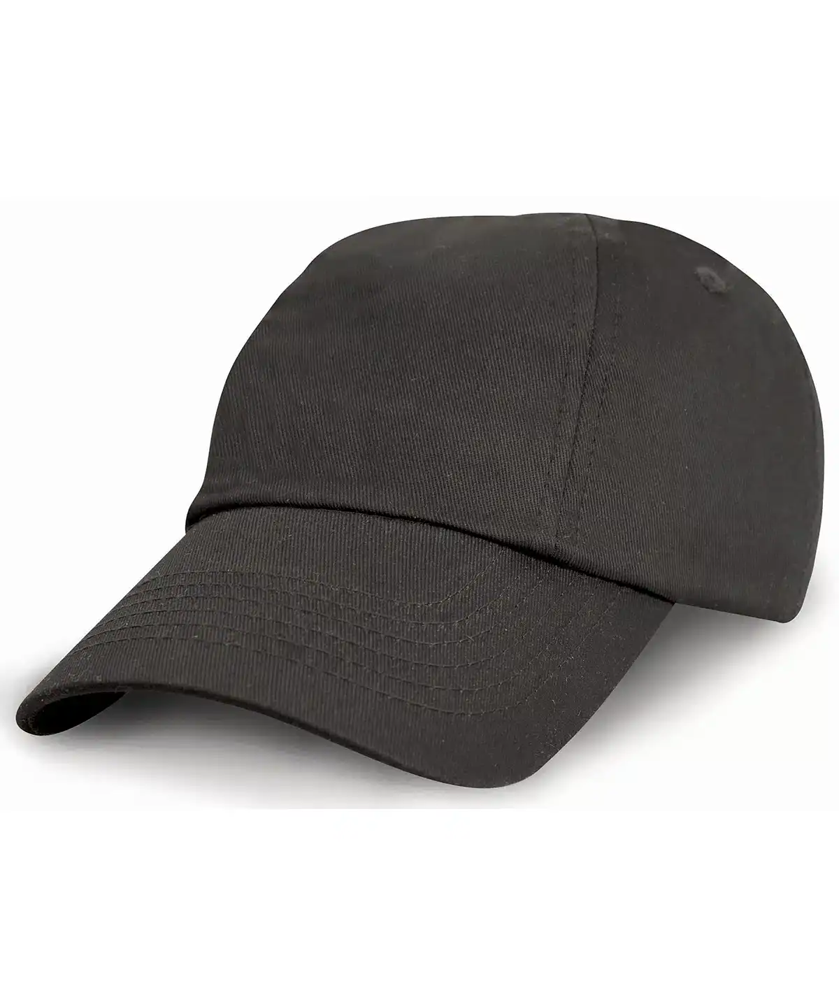 Black cotton cap for embroidery and printing, perfect for promotional branding and team uniforms.