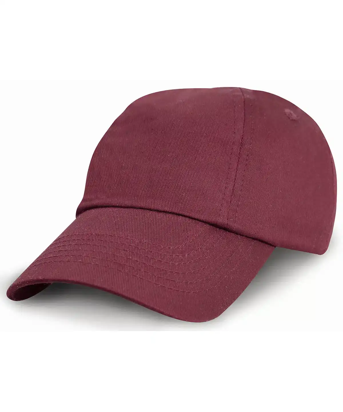 Burgundy cotton cap with adjustable strap, perfect for school sports or casual wear. Custom logos and printing available.