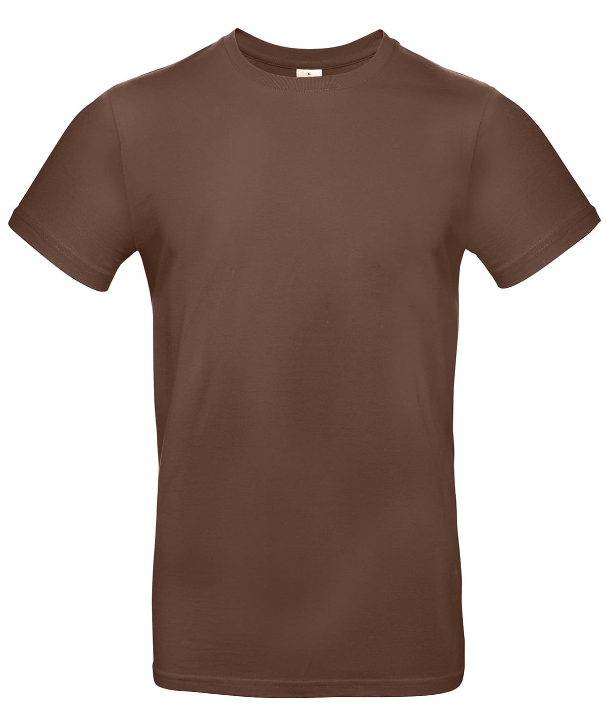 Comfortable chocolate-coloured T-shirt suitable for custom embroidery and printing, size XS.
