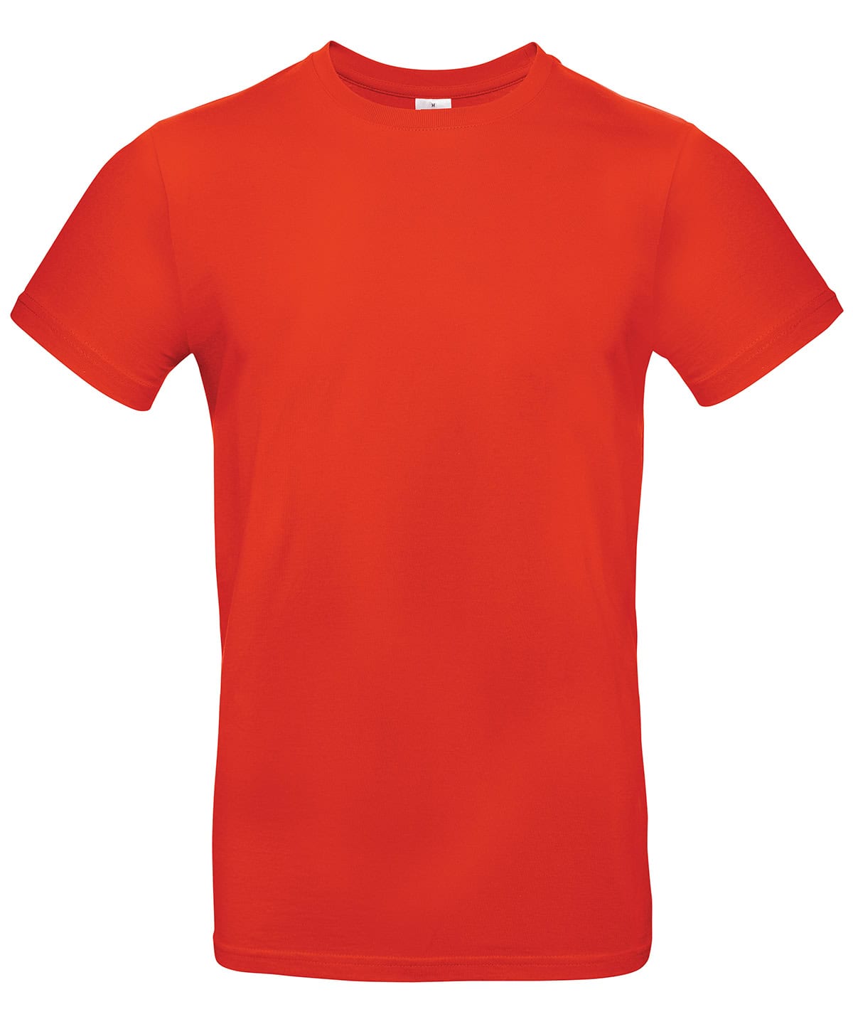 Bright fire red T-shirt suitable for corporate logos or personalised prints.