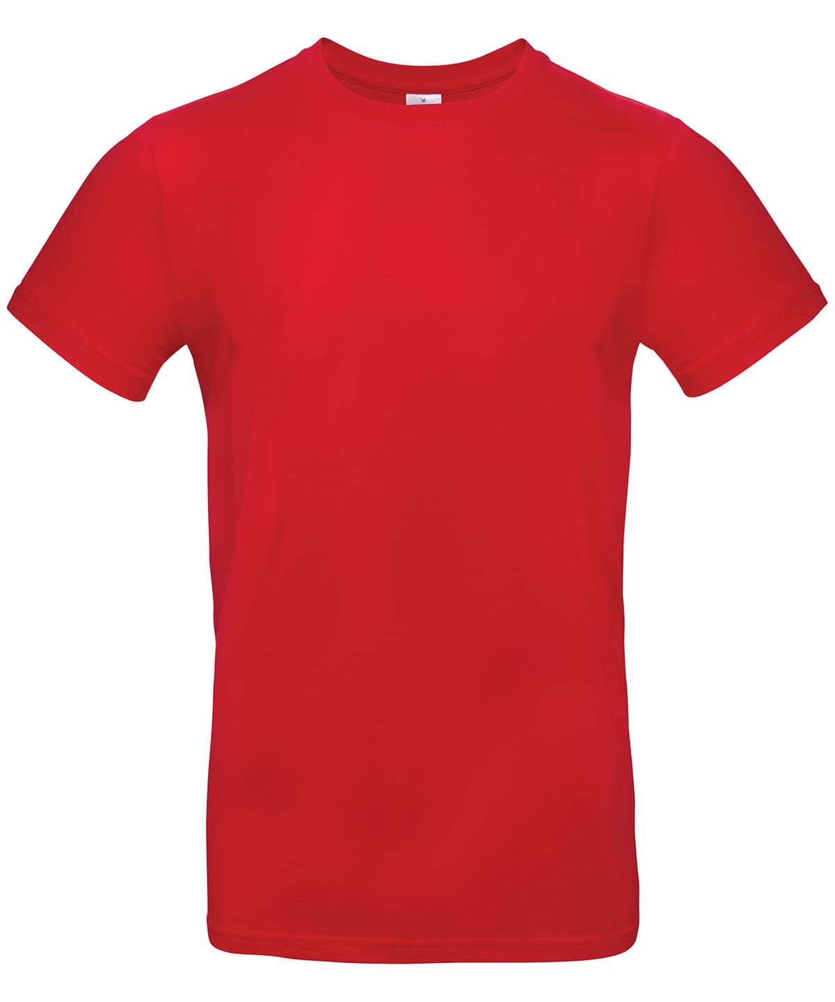 Bright red men's T-shirt ideal for custom embroidery, printing, and branding.
