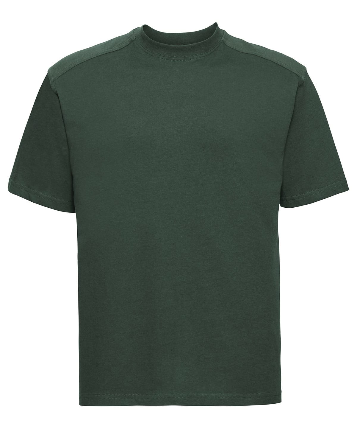 Embroidery and printing on green workwear T-shirt, size XS, ideal for uniforms.