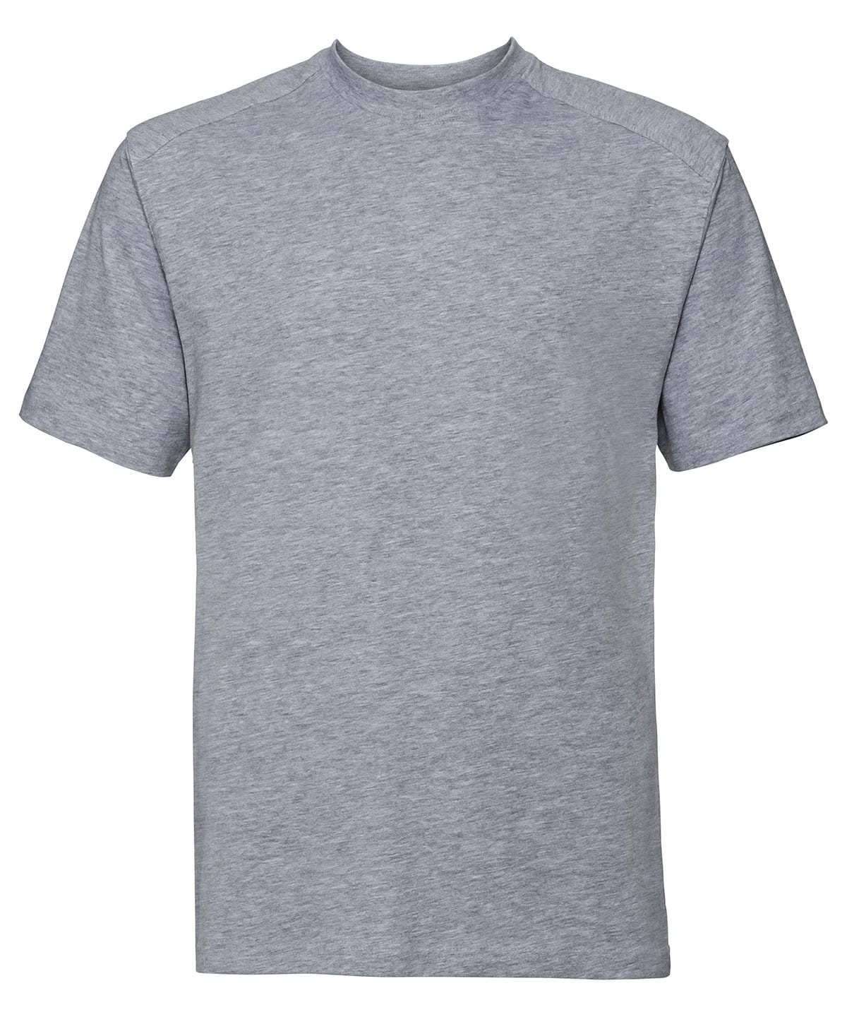 Embroidery and printing on grey workwear T-shirt, ideal for uniforms.