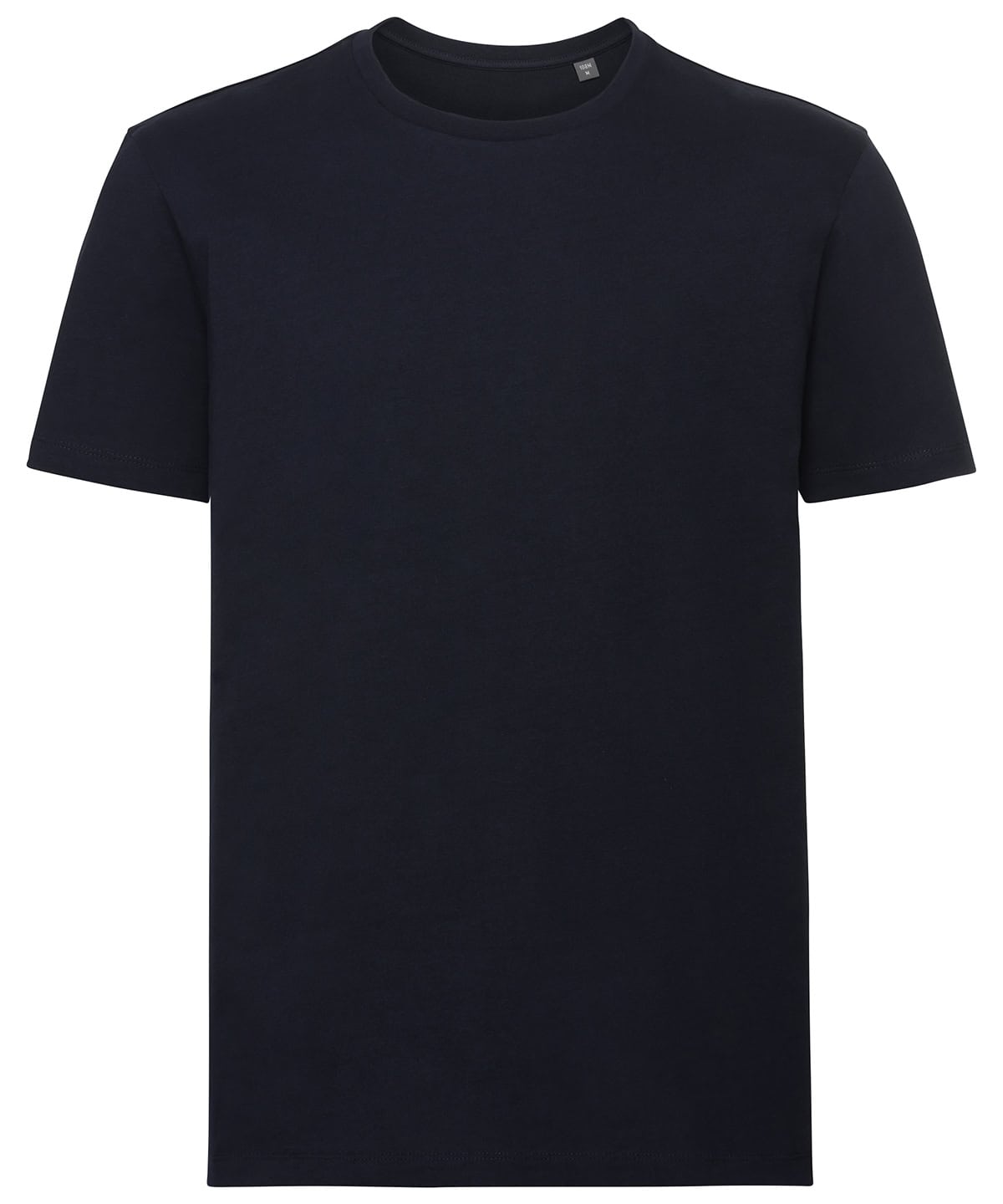 Navy organic cotton T-shirt, eco-friendly casual wear, unisex fit.
