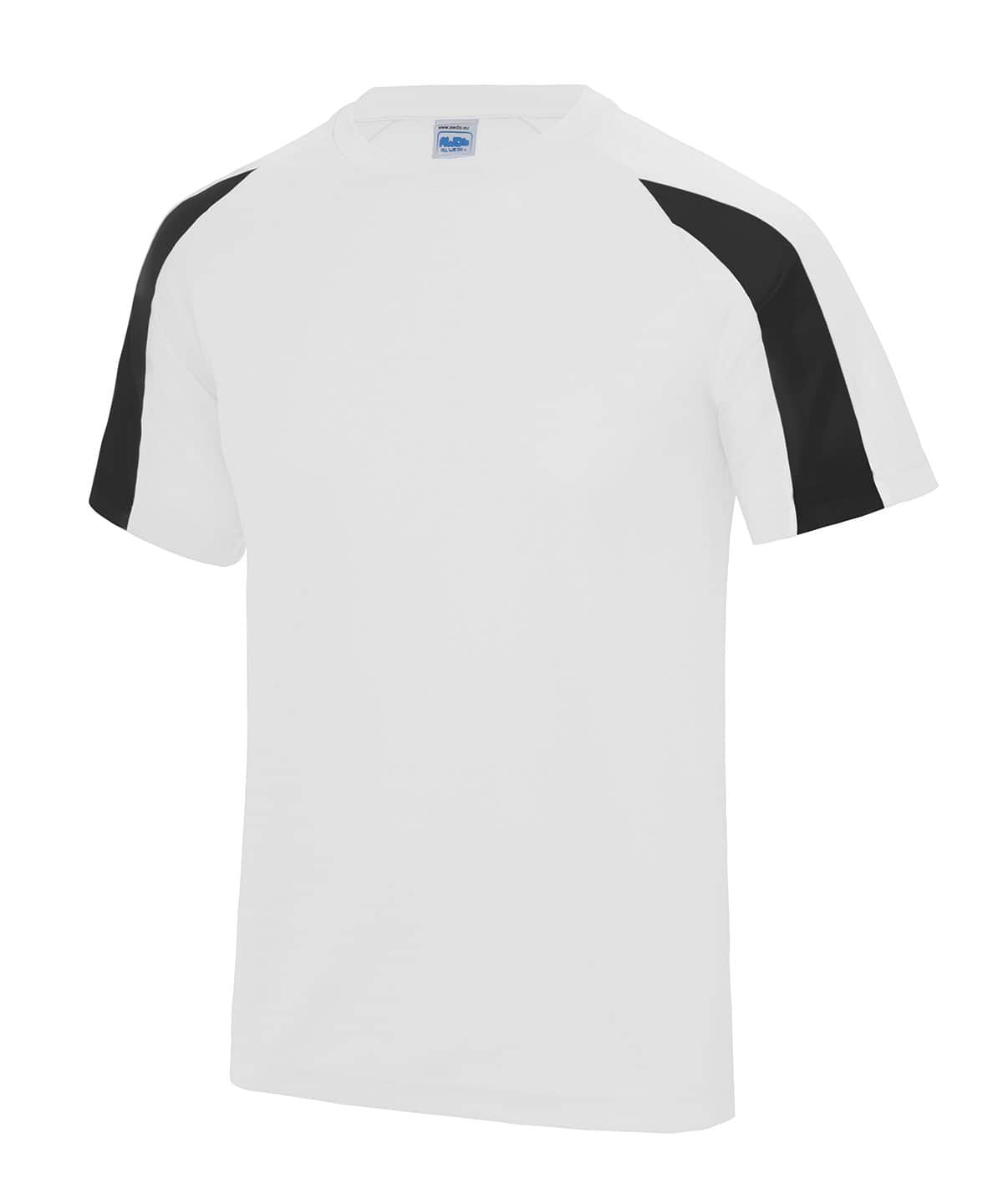 Contrast cool T-shirt with white and black colour blocking, perfect for casual wear.