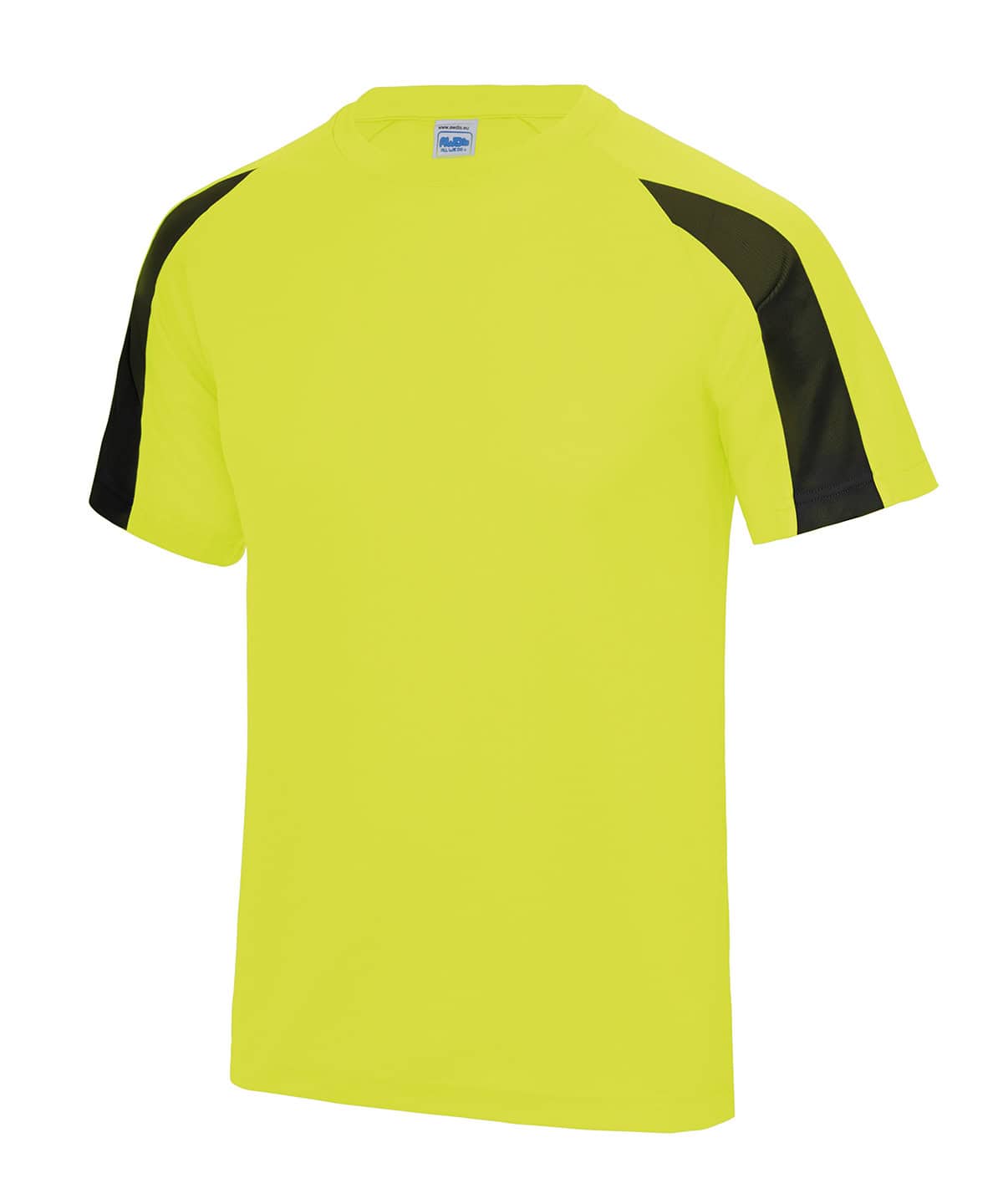 Bright yellow and black contrast sports T-shirt for activewear and printing.