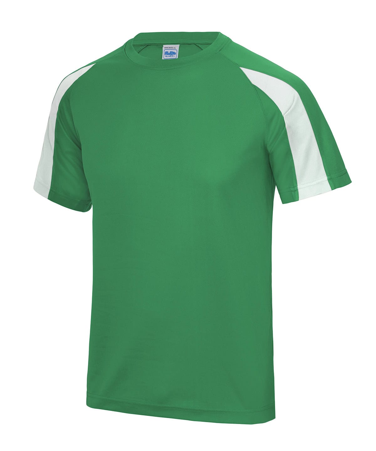 Contrast cool T shirt with green and white design, ideal for sports and casual wear.