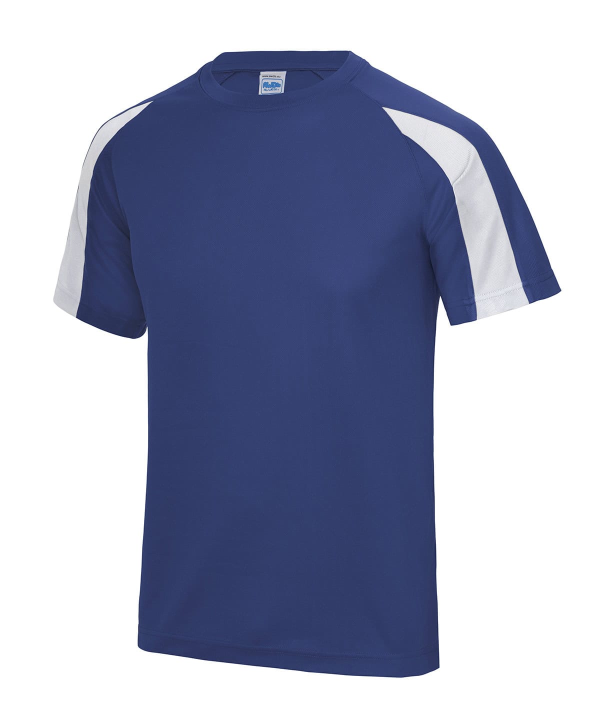 Contrast cool T-shirt in royal blue with white accents, perfect for sports or casual wear.