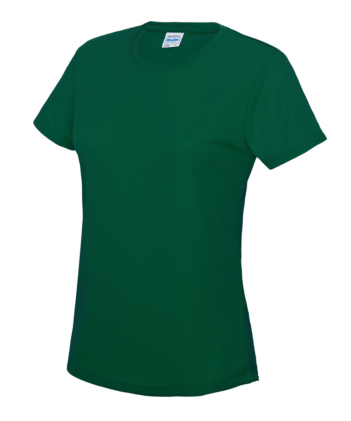 Ladies cool T-shirt with embroidery and printing in bottle green, size XS. Perfect for casual wear a.