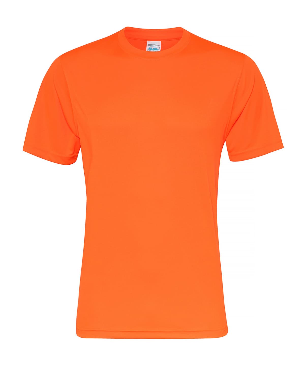Bright electric orange T-shirt with smooth fabric, perfect for casual and sportswear.