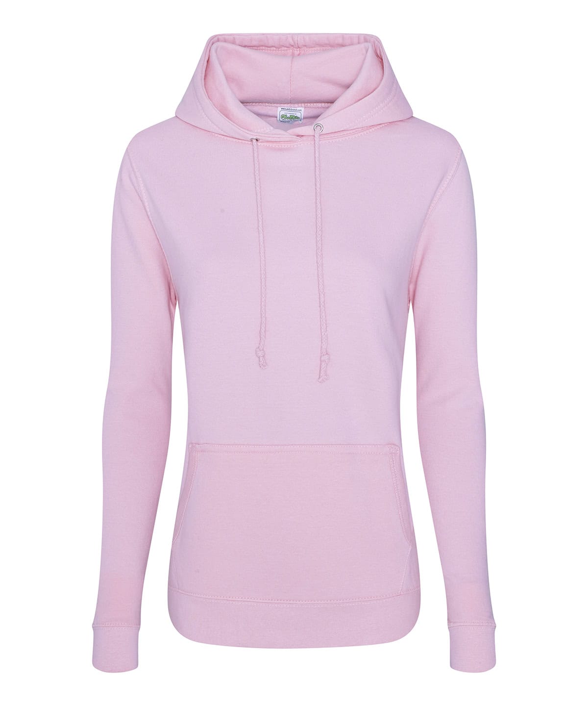 Pink Ladies College Hoodie with hood, drawstrings, and front pocket - perfect for casual wear.