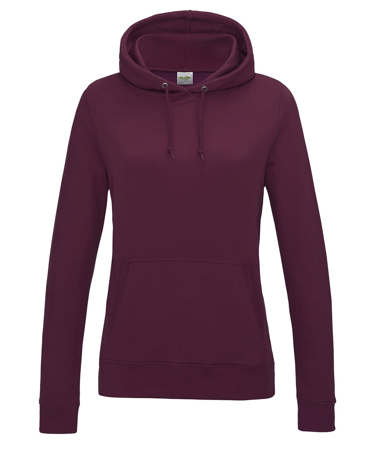 Burgundy Ladies College hoodie with embroidery and printing, perfect for school uniforms and casual wear.