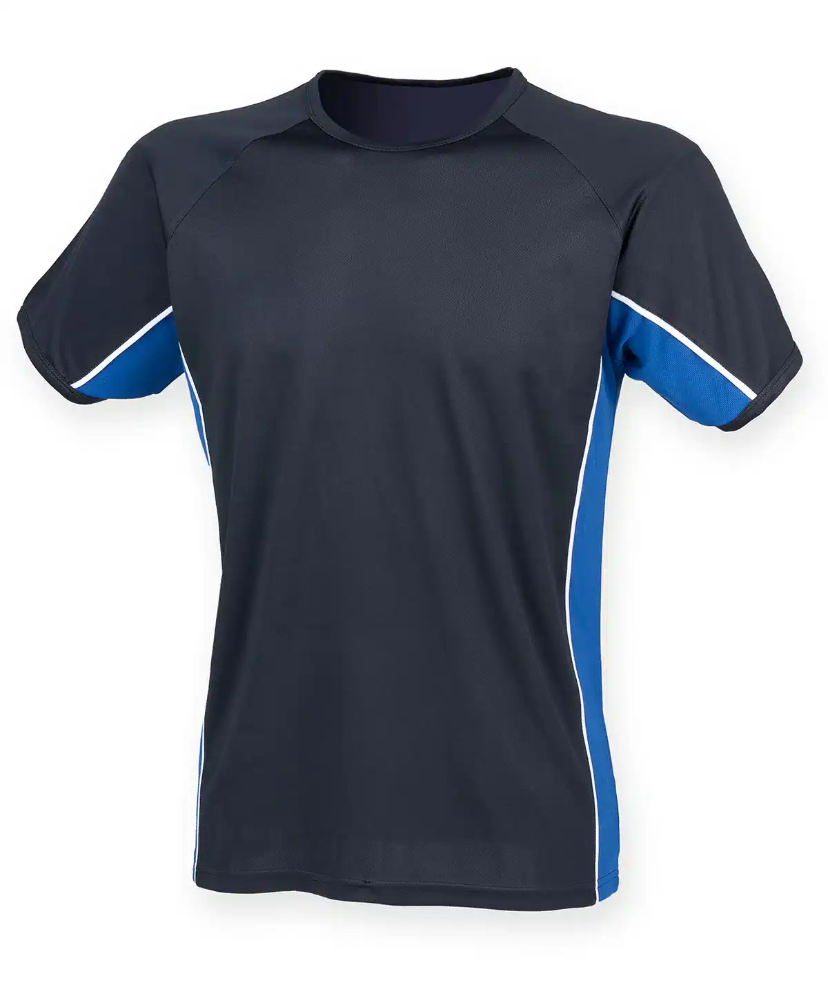 Performance panel t-shirt for kids in navy, royal, and white colours. Perfect for sports and active.