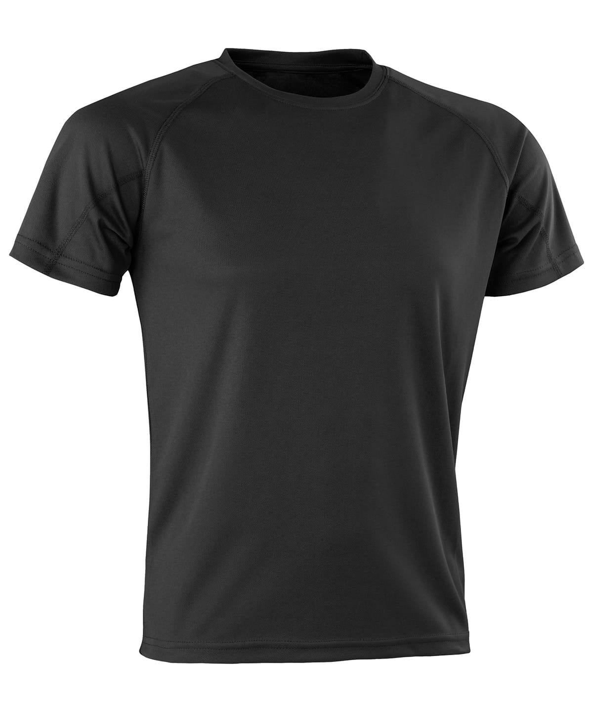 Black performance T-shirt for active wear and sports.
