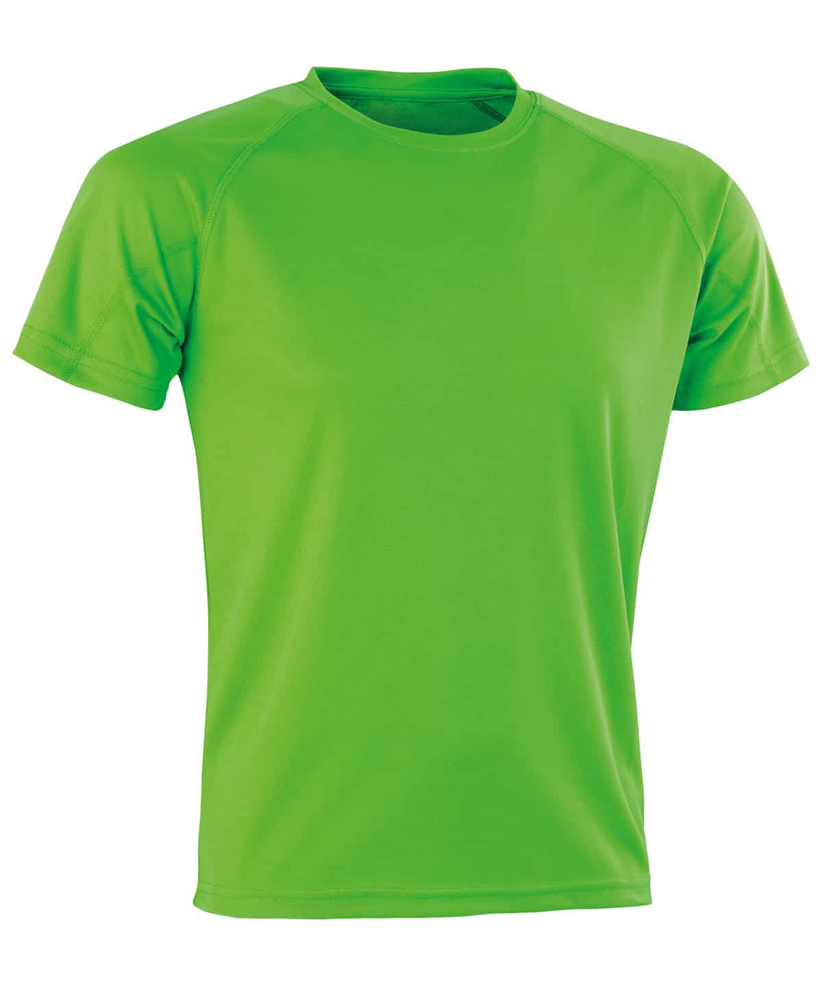 A breathable lime green performance T-shirt ideal for sports and activewear.