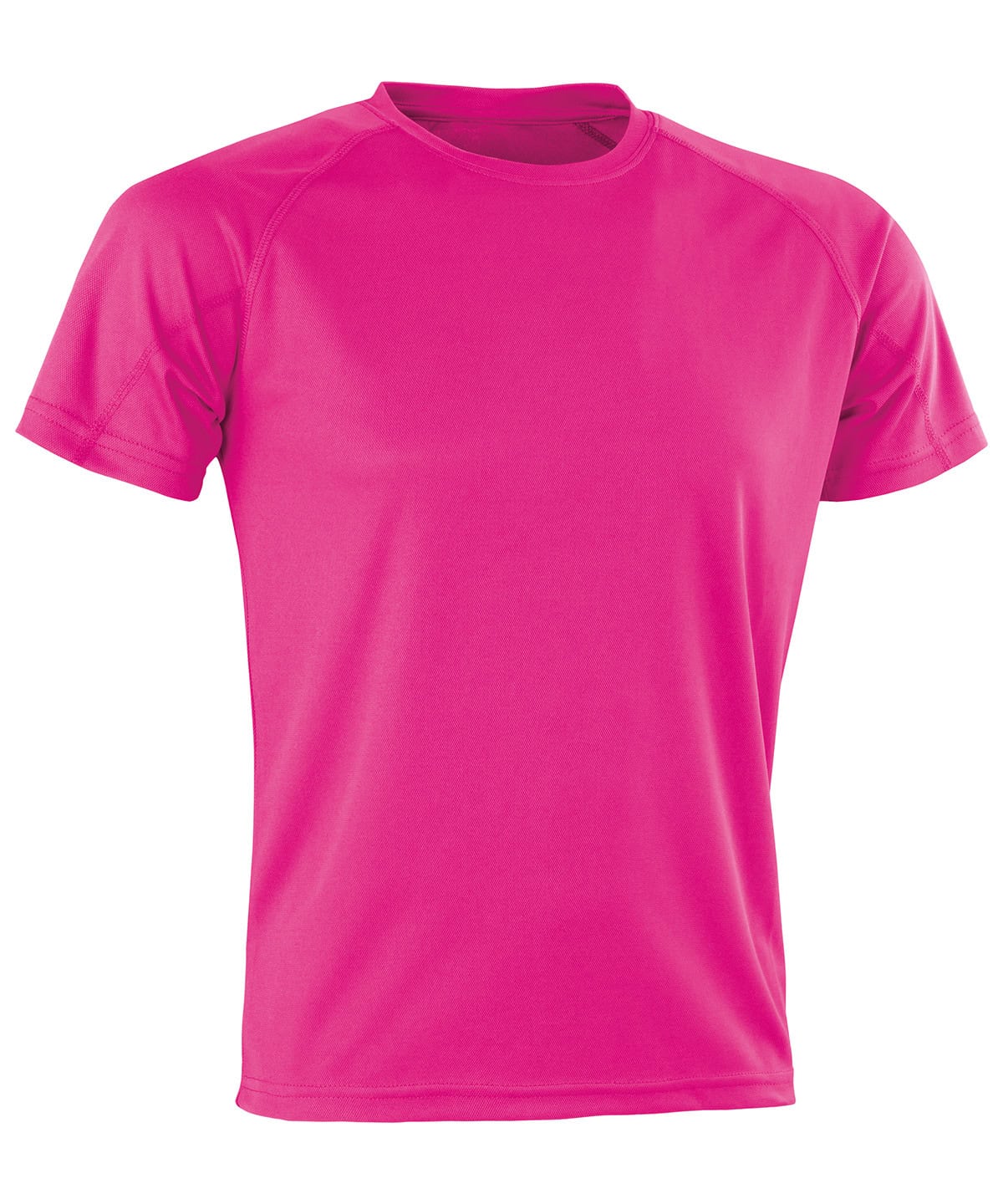 Performance Aircool tee in vibrant super pink, perfect for active wear and embroidery.