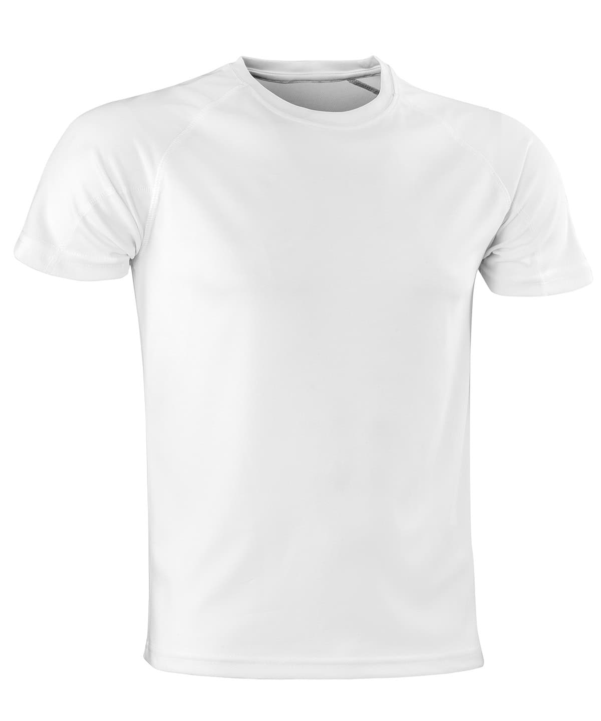 A plain white Performance Aircool T-shirt, ideal for sports and casual wear.