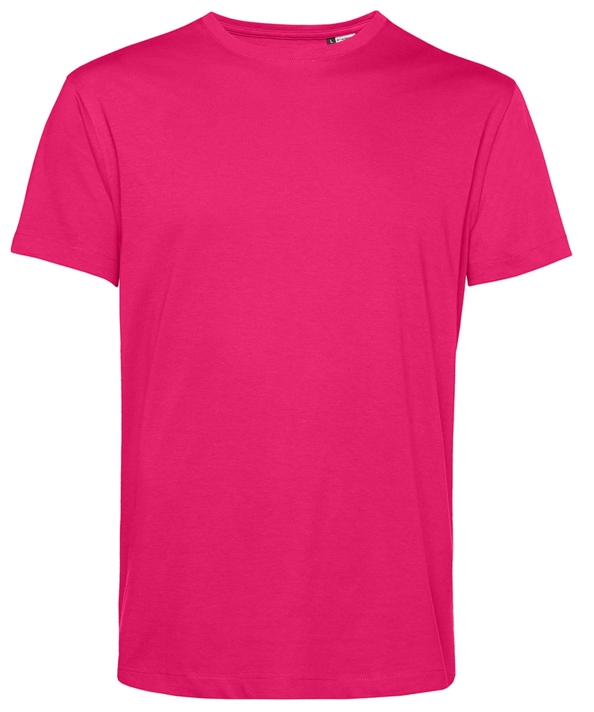 Bright magenta pink T-shirt ideal for custom embroidery and printing.