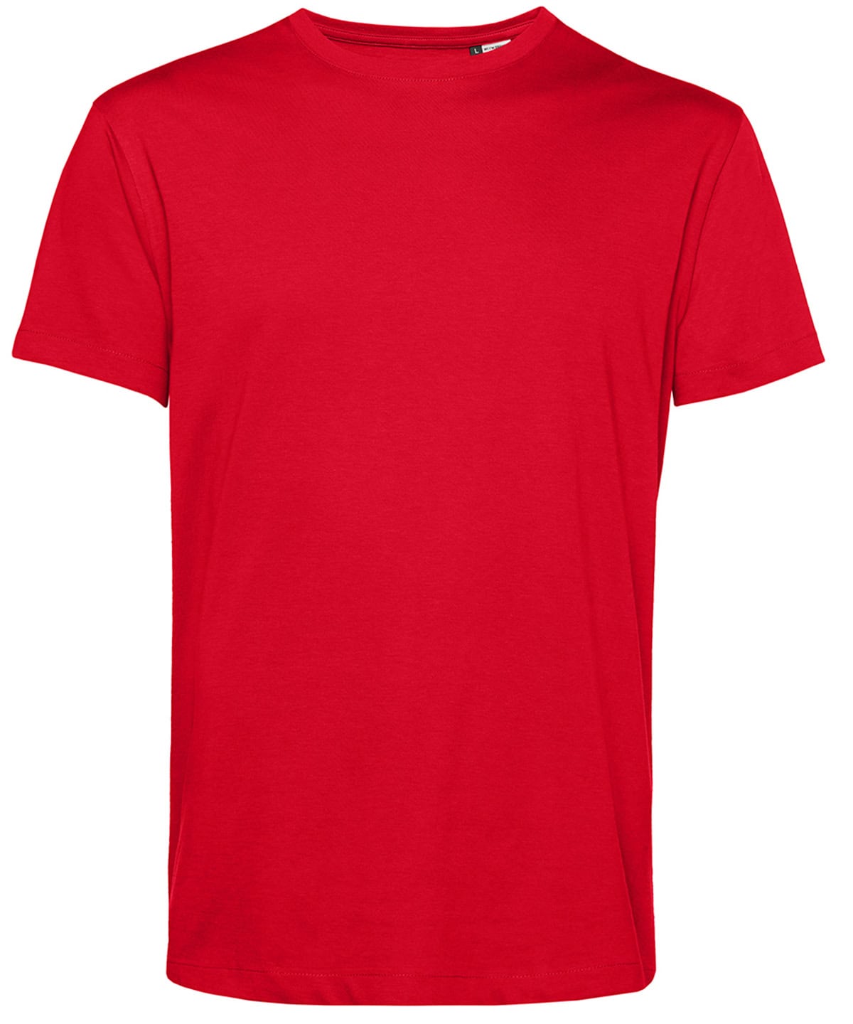 Red T-shirt with custom embroidery and printing for promotional apparel.