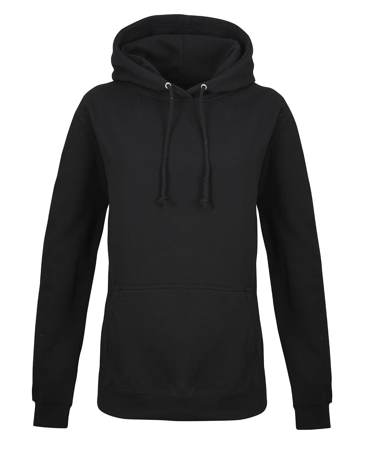 Comfortable black women's hoodie for school or casual wear, customisable with embroidery and printing.
