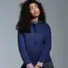 Embroidery-ready navy hoodie perfect for casual fashion and promotional printing.