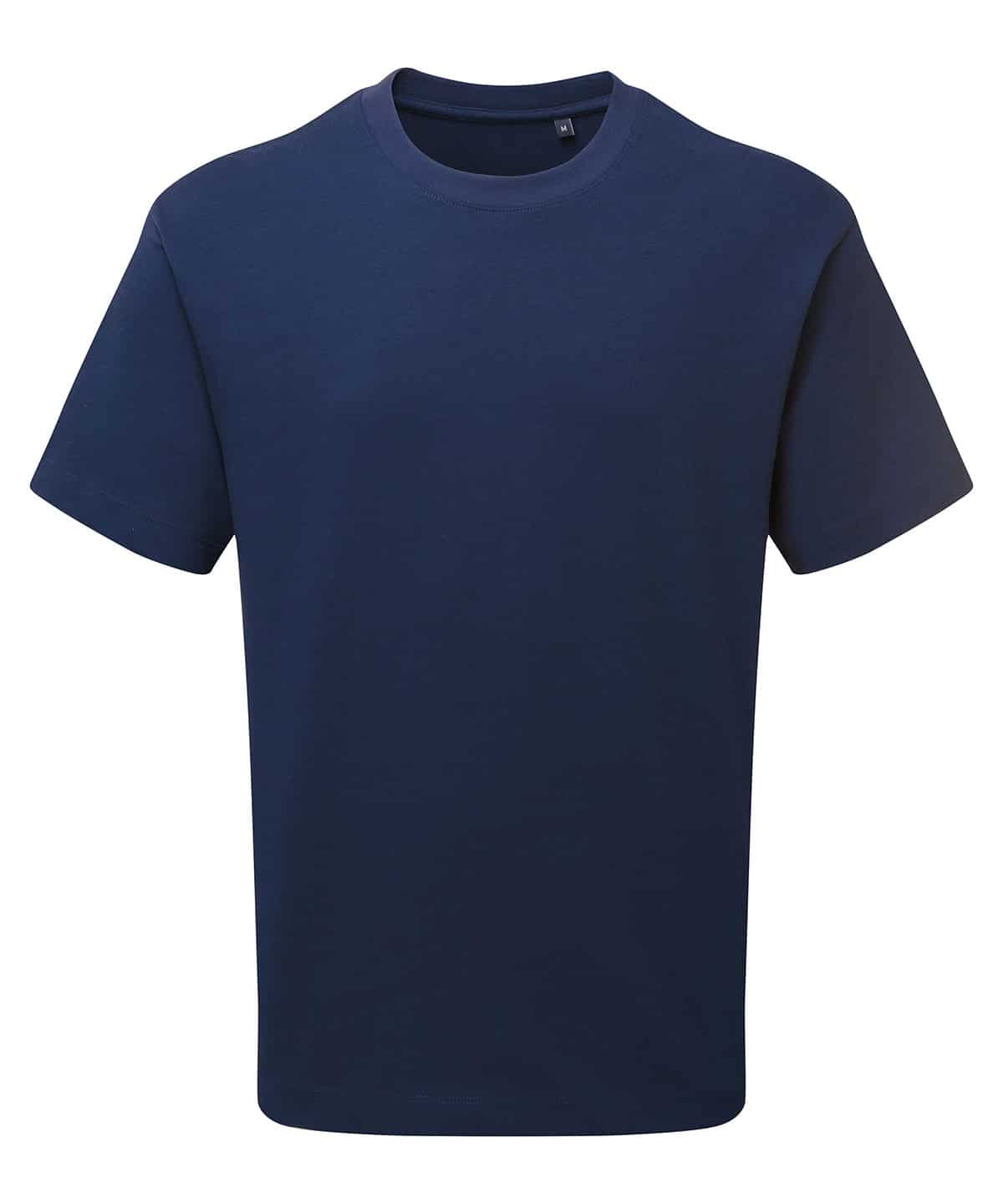 Navy heavyweight T-shirt with simple design, perfect for custom embroidery and printing.