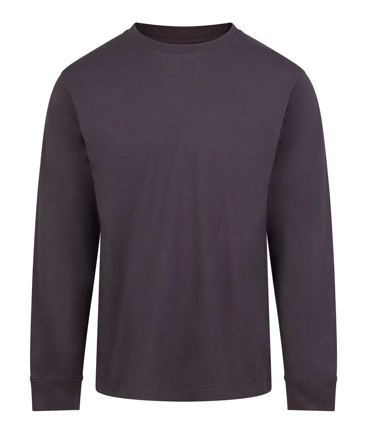 Long sleeve T-shirt in solid charcoal, ideal for custom embroidery and printing. Perfect for casual.