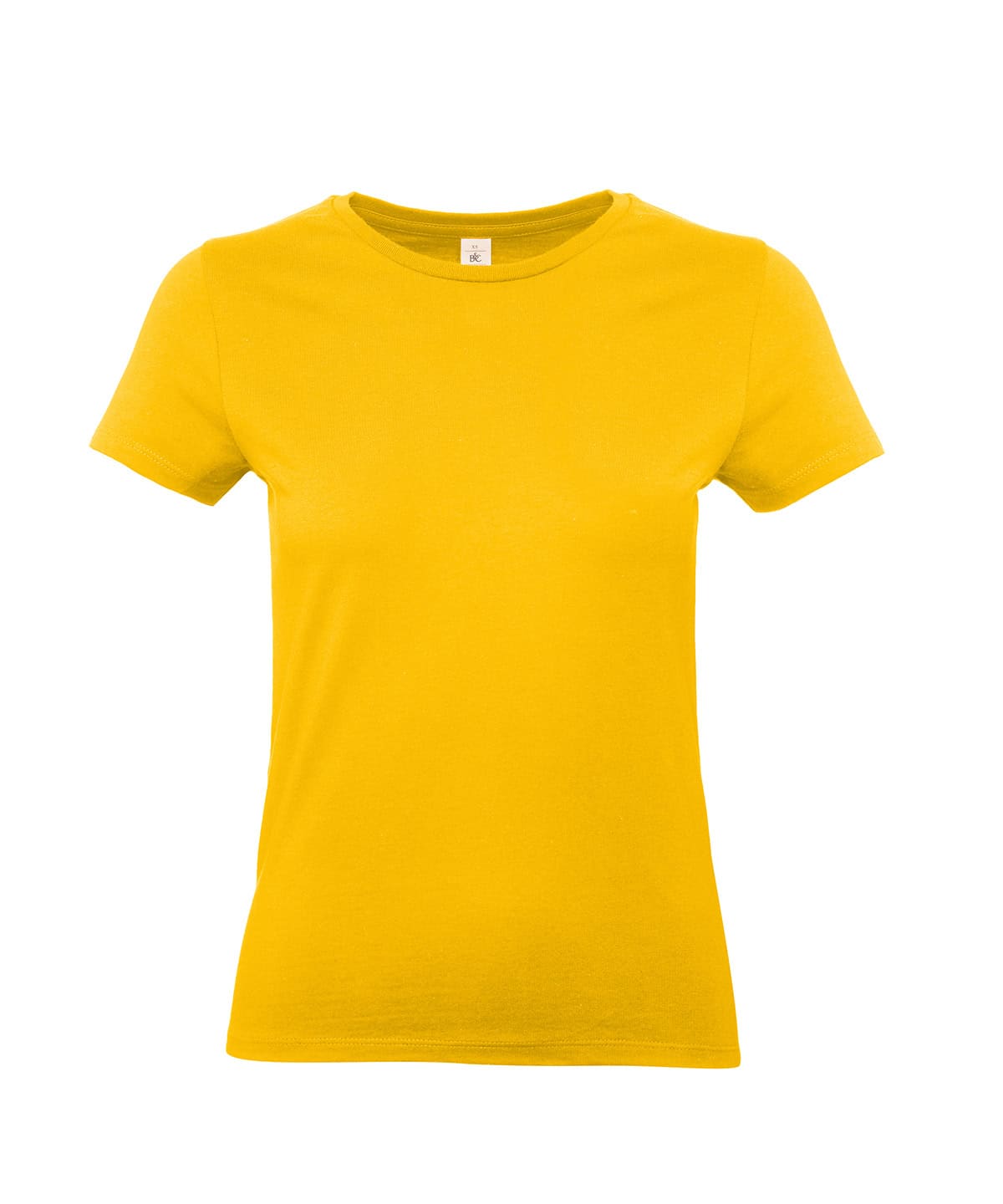 Gold women's T-shirt with embroidery and printing details.