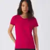 Women’s embroidered T-shirt with vibrant pink colour, perfect for casual or promotional wear.