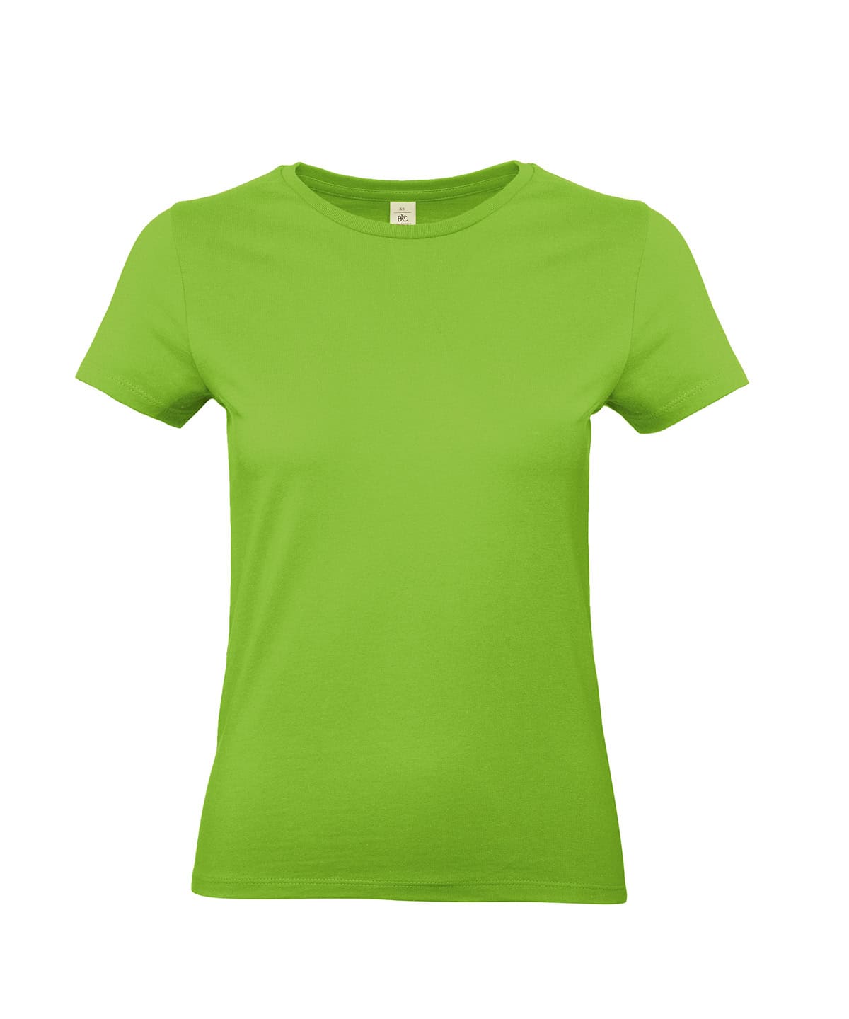Bright Orchid Green women's T-shirt, ideal for custom embroidery and printing, available in XS size.