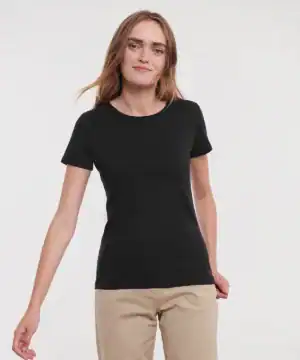 Organic cotton ladies T-shirt for eco-friendly fashion. Soft, comfortable, and perfect for casual we.