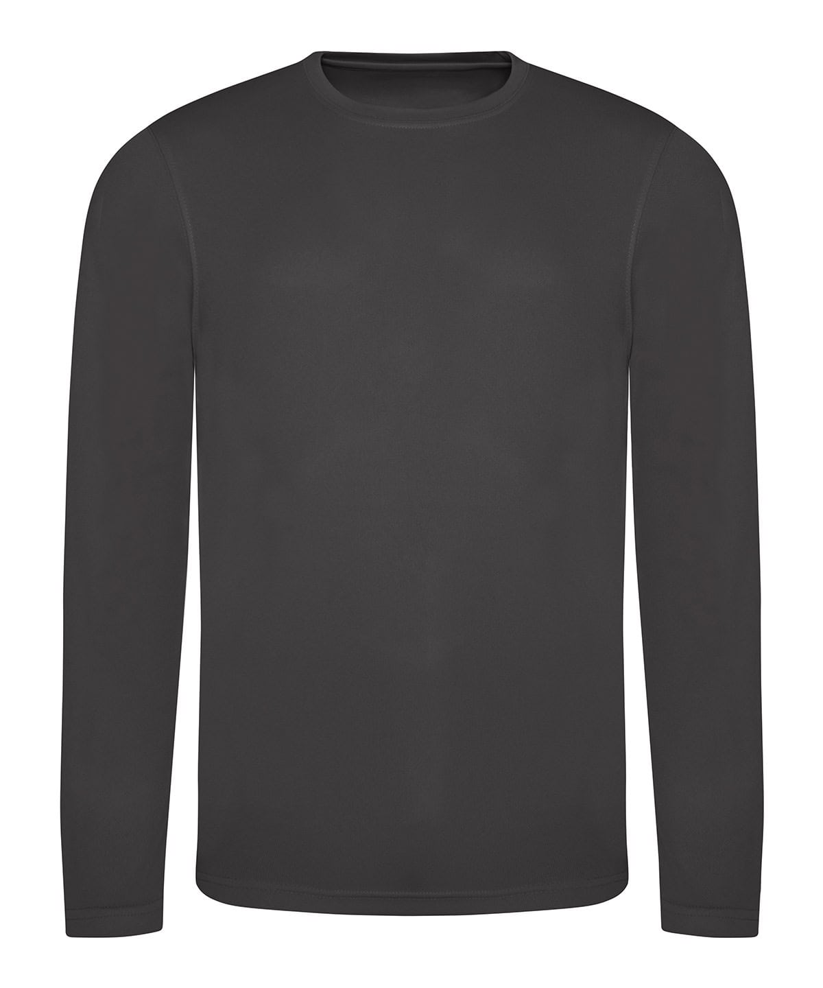 Charcoal long sleeve T-shirt with embroidery and printing options.