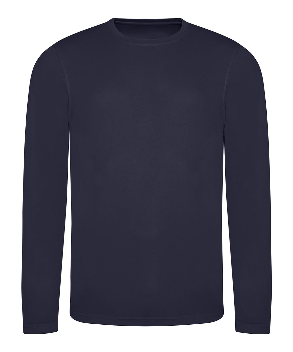 Navy long sleeve T-shirt with embroidery and printing options.