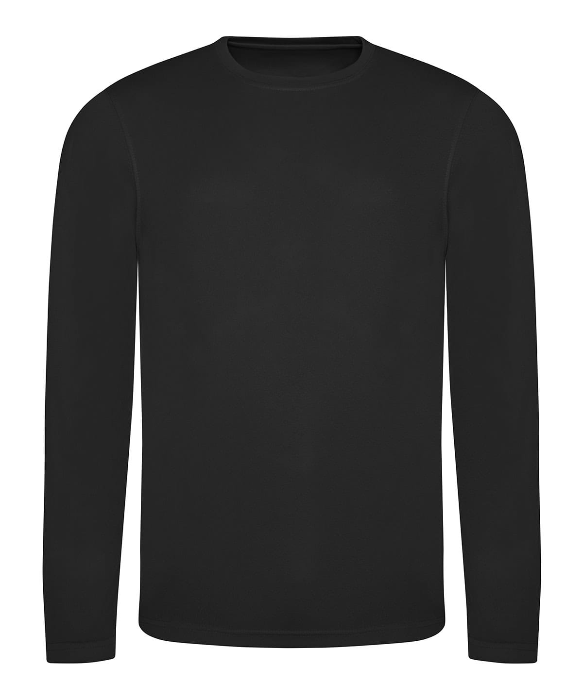 Black long sleeve T-shirt with embroidery and printing options.