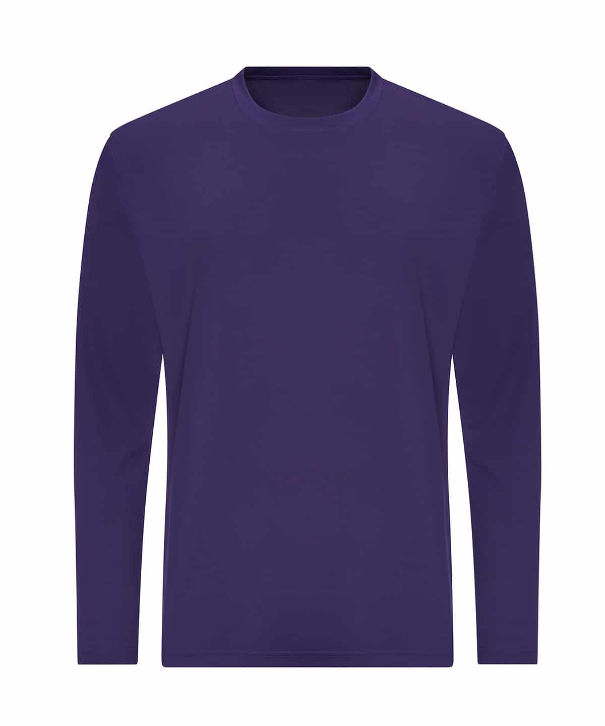 Purple long sleeve T-shirt for casual wear and embroidery.