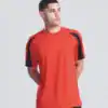 Contrast cool T with black shoulder accents, perfect for sports and casual wear.