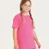 Kids cool T-shirt in bright pink, perfect for casual wear and comfortable for children. Featuring si.