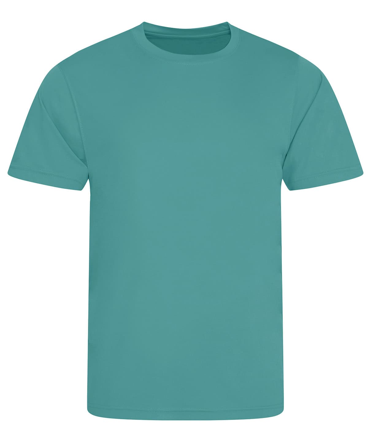 Embroidery and printing on custom turquoise T-shirt JC020, perfect for casual wear and promotional e.