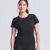 Black ladies' smooth T-shirt, casual and comfortable, perfect for everyday wear.