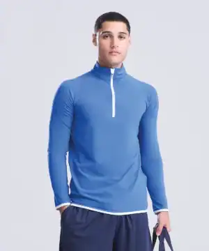 High-quality men's ½ zip sweatshirt with moisture-wicking fabric for activewear.