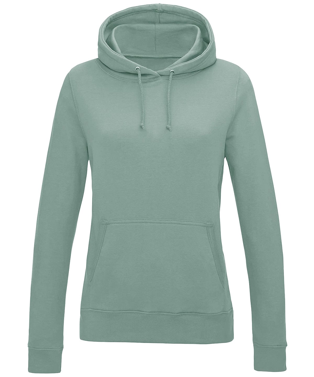 Embroidered hoodie suitable for ladies, in Dusty Green, perfect for school or casual wear.