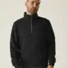 High-quality black men's ¼ zip sweatshirt for casual and sportswear. Comfortable and durable with a front zip and ribbed cuffs.