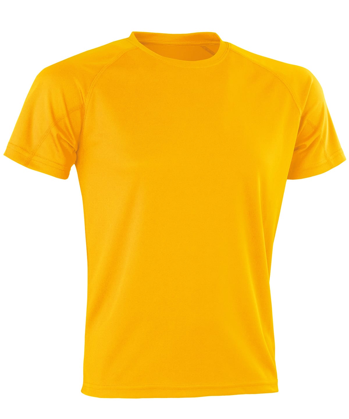 A vibrant yellow Performance Aircool T-shirt, ideal for sports and casual wear, featuring breathable.