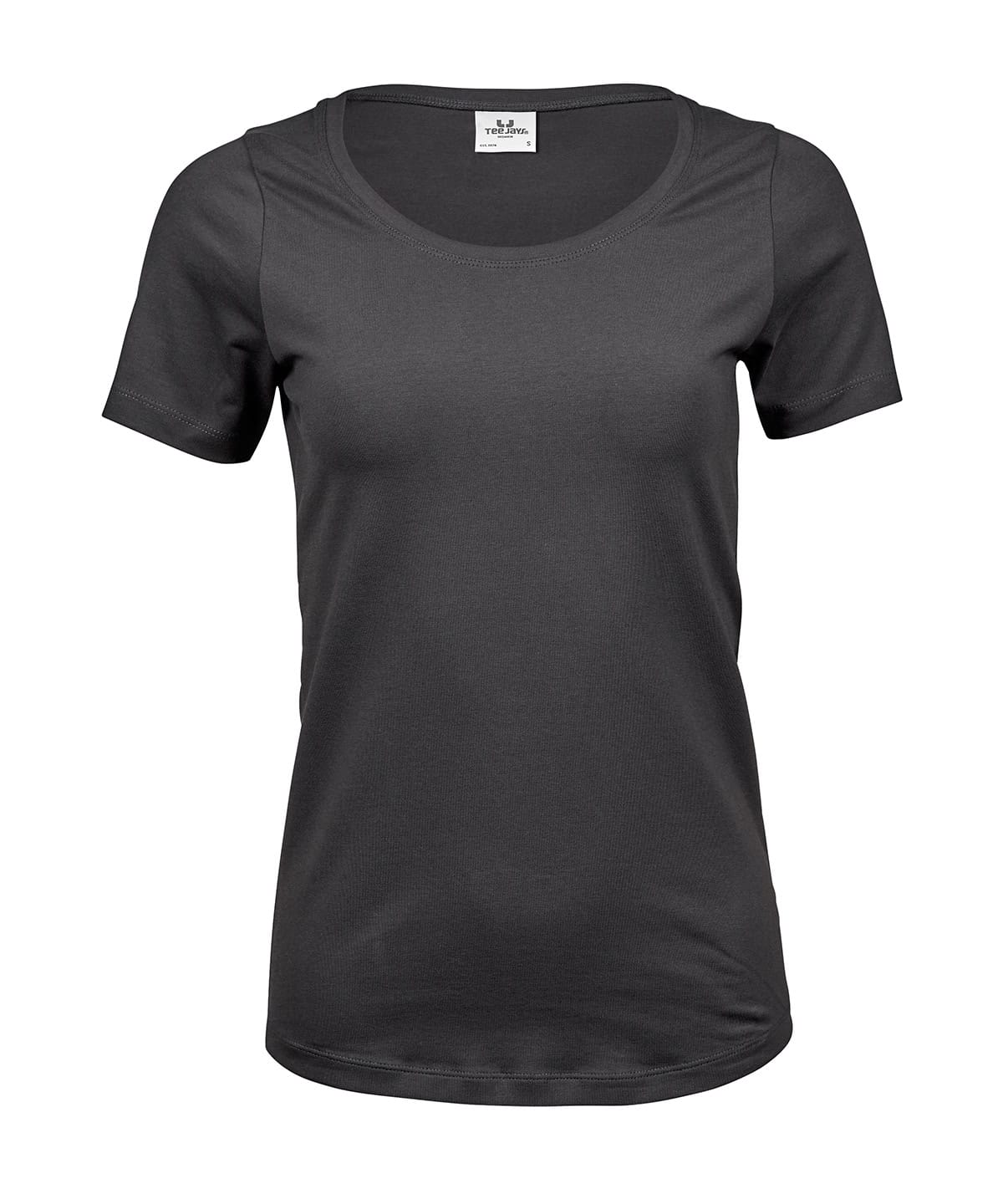 Dark grey ladies stretch tee with embroidery and printing options. Perfect for customised casual wea.
