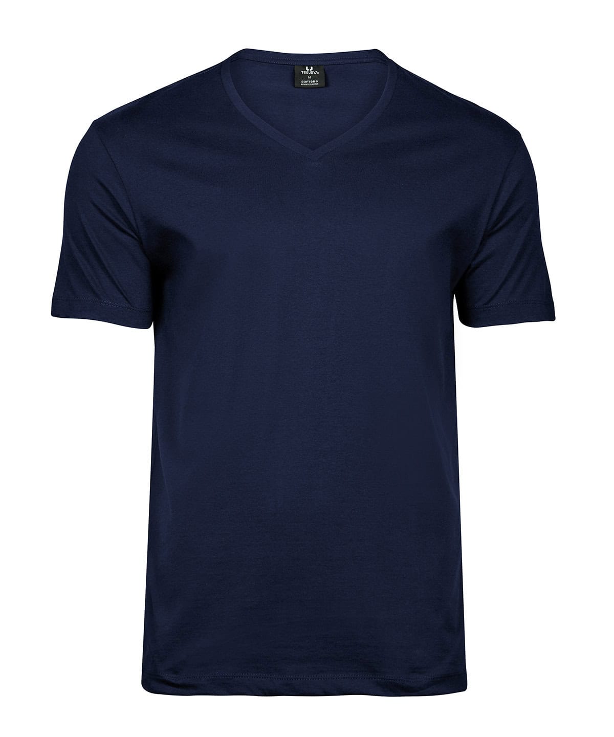 Navy V-neck Sof tee shirt, casual men's fashion, high-quality embroidery and printing.