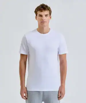 White organic cotton T-shirt, eco-friendly casual wear for men.