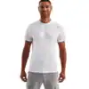 White technical sports T-shirt with panel design for activewear.