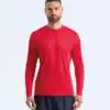 Red TriDri long sleeve performance T-shirt for active sports and workouts.