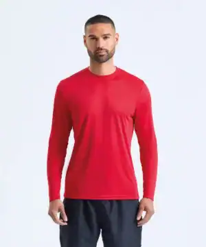 Red TriDri long sleeve performance T-shirt for active sports and workouts.
